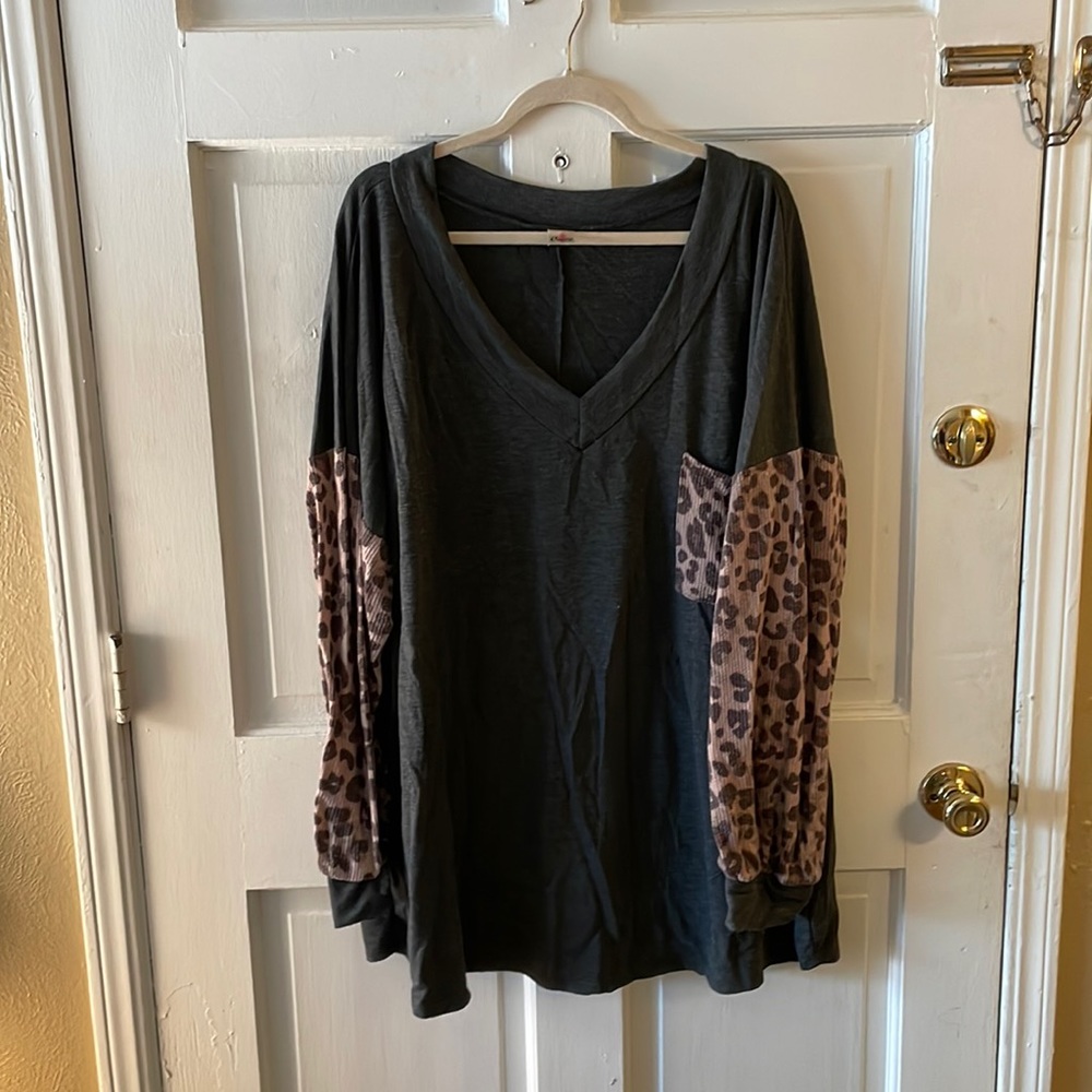 Cheetah sleeve sweater 4x